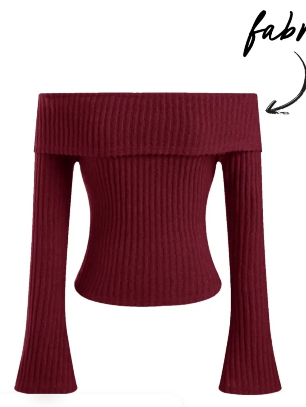 Cider Off-the-Shoulder Ribbed Sweater in Burgundy